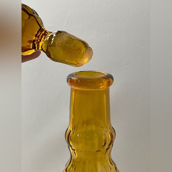 6pc Vintage Tiara Amber Decanter‎ & Wine Glass Set - Picture 6 of 15